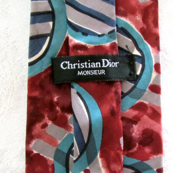 CHRISTIAN DIOR NECK TIE, SILK DIOR MONSIEUR, WOVEN in ITALY, 58 x 4" - Picture 2 of 3